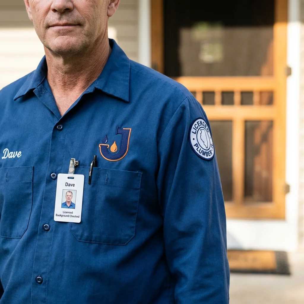 Licensed plumber showing ID badge in Kalispell, MT