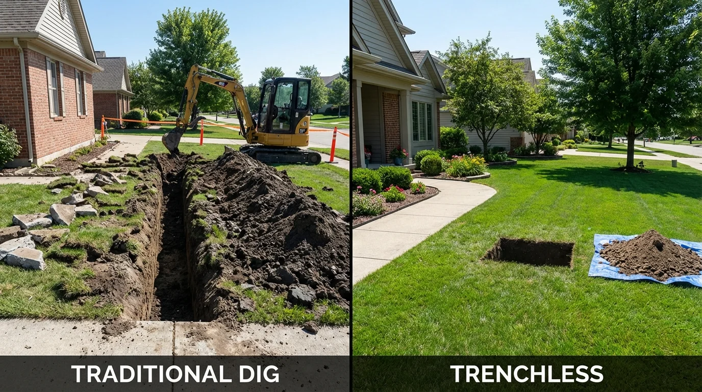 Trenchless sewer repair with minimal yard damage versus traditional excavation in Kalispell, MT
